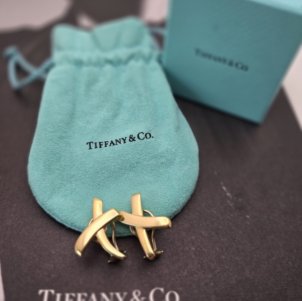 Tiffany & Co. Paloma Picasso Graffiti Extra Large X Earrings 18K Yellow Gold - Picture 2 of 9